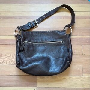 Roots Brown Leather Shoulder Bag